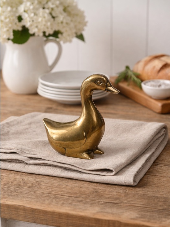 Vintage Other - Vintage Solid Brass Duck Figurine Farmhouse Decor Paperweight Mallard Boho 70s